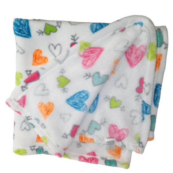 Zak & Zoey Multi Color Hearts Baby Soft Lovey Security Blanket 31" X 30" - Picture 3 of 4